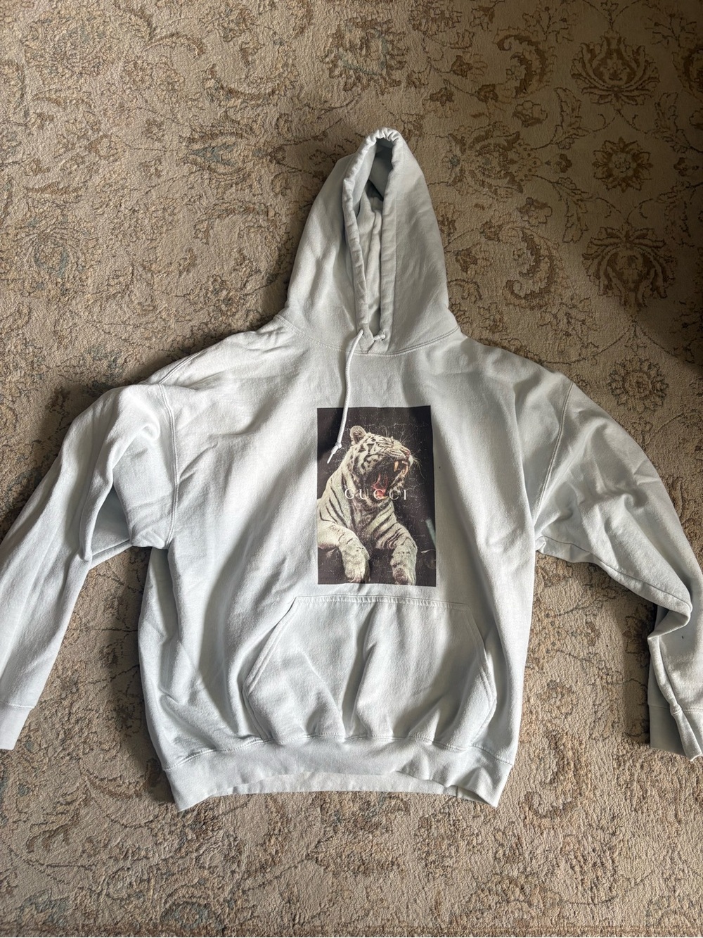 Light Gray Graphic Tiger Hoodie - Men